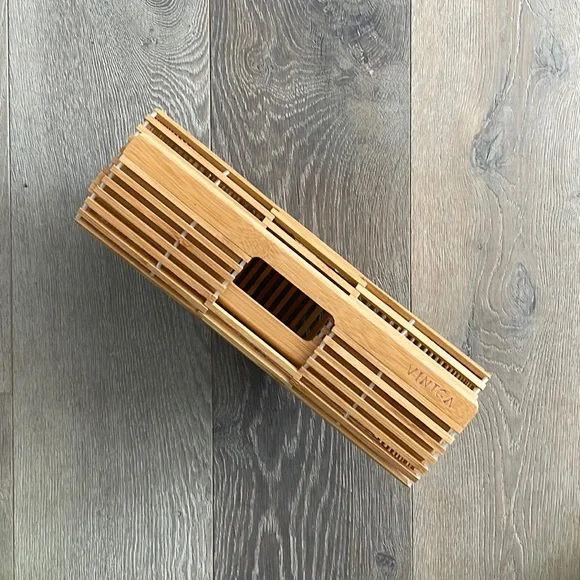 Bamboo Caged Semicircle Large Tote Bag w/ Scarf and Dust Bag-13”x 9”x 4” - Picture 13 of 14